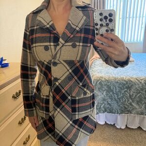 Y2K Billabong plaid wool-blend double-breasted coat